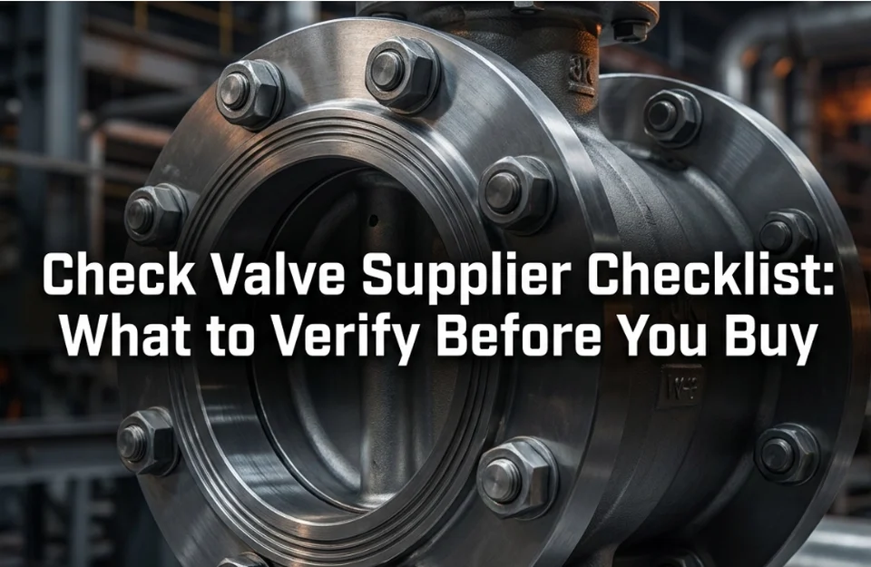Check valve supplier checklist showing API 594 API 598 certification verification material traceability mill test certificates and red flag identification for industrial procurement decisions